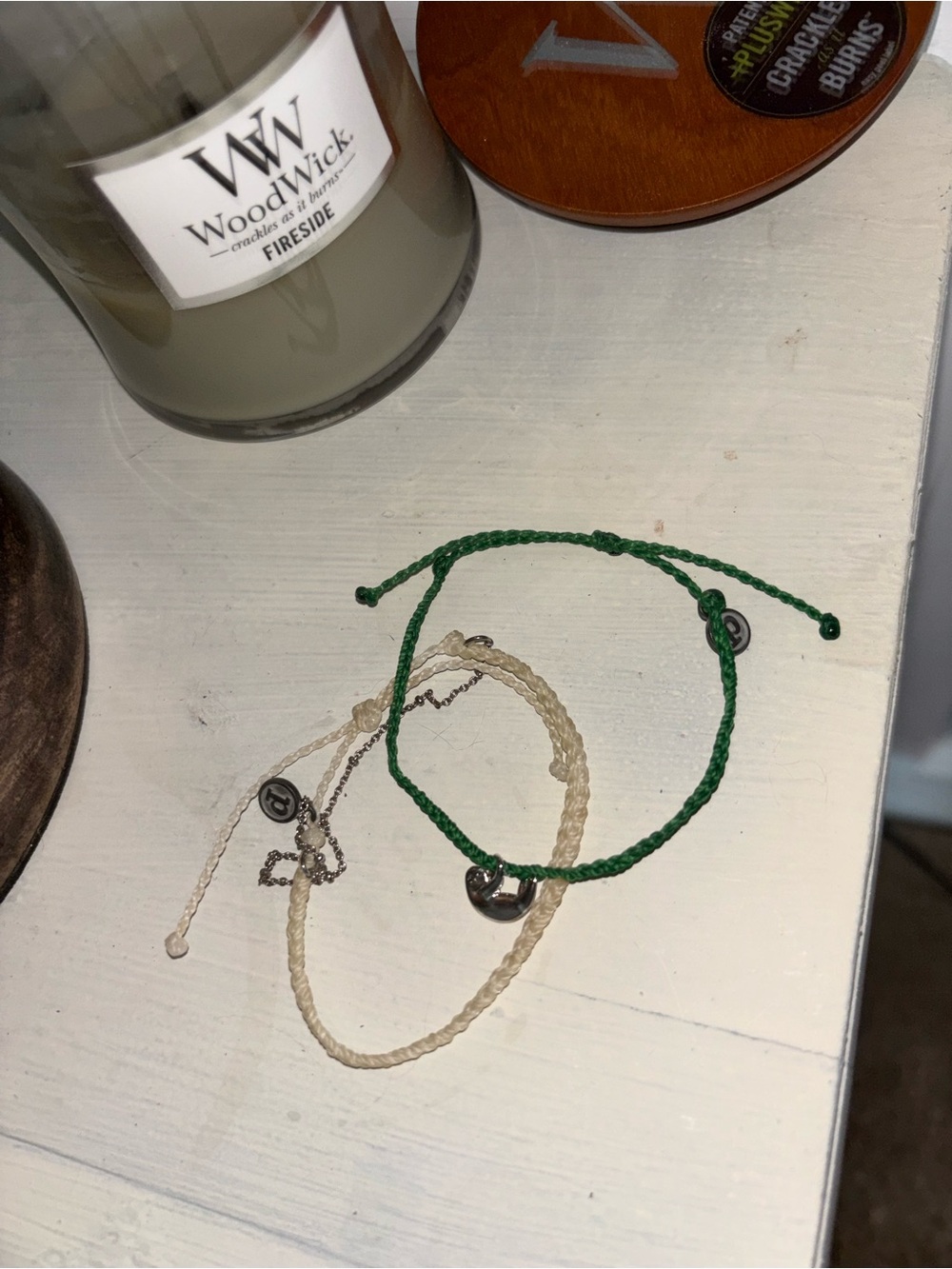 Pura Vida Green  sloth and Cream Braided Bracelet Duo